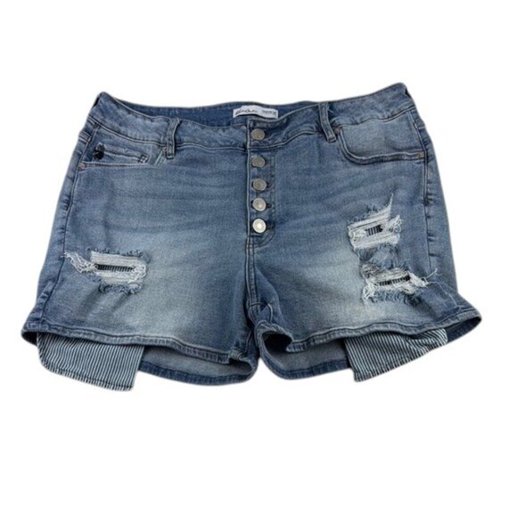 KanCan Shorts High Rise Button Fly Distressed Women's Size 18 - Picture 1 of 8
